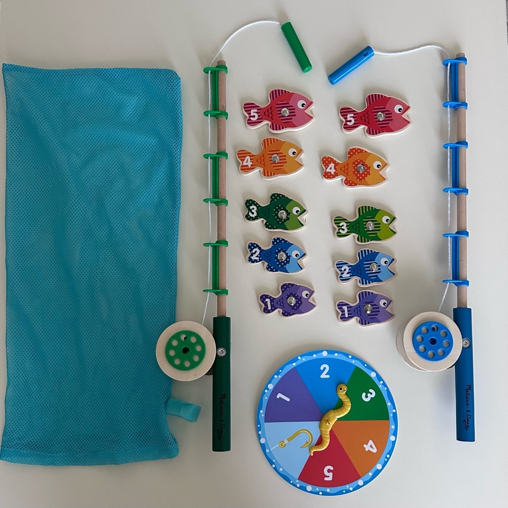 Melissa & Doug Catch & Count Wooden Fishing Game with 2 Magnetic Toy Rods